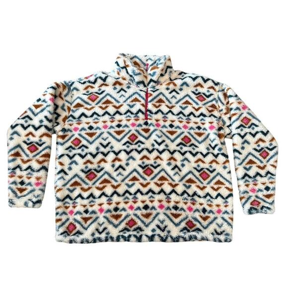 Eddie Bauer Quest Plush Quarter Zip Cozy Fleece Pullover Jacket XXL Aztec - Picture 3 of 14